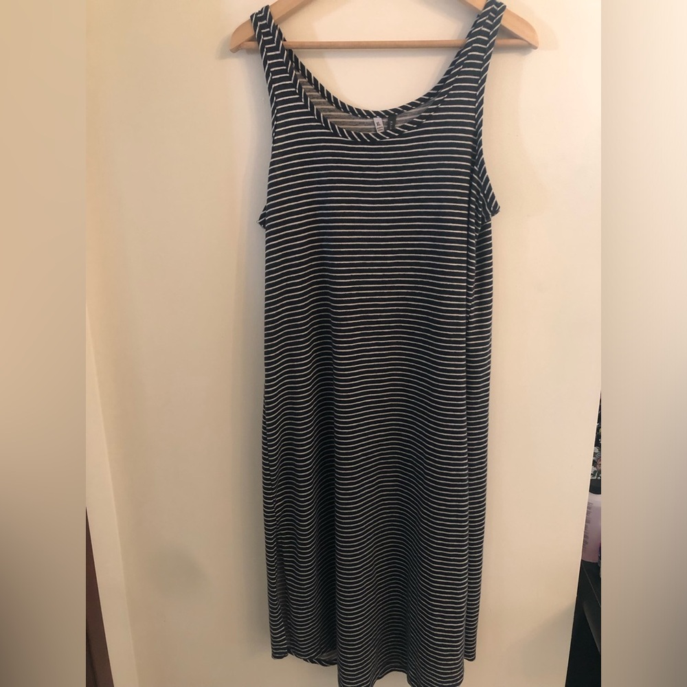 Jaclyn Intimates Black and White Striped Sleeveless PJ Dress